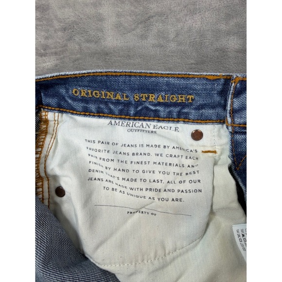 American Eagle Original Straight Jeans Men's Size 30x36 Blue Faded Denim - Picture 6 of 8